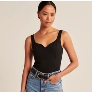 Abercrombie Women's Ponte Corset Sweetheart Bodysuit size extra small in black